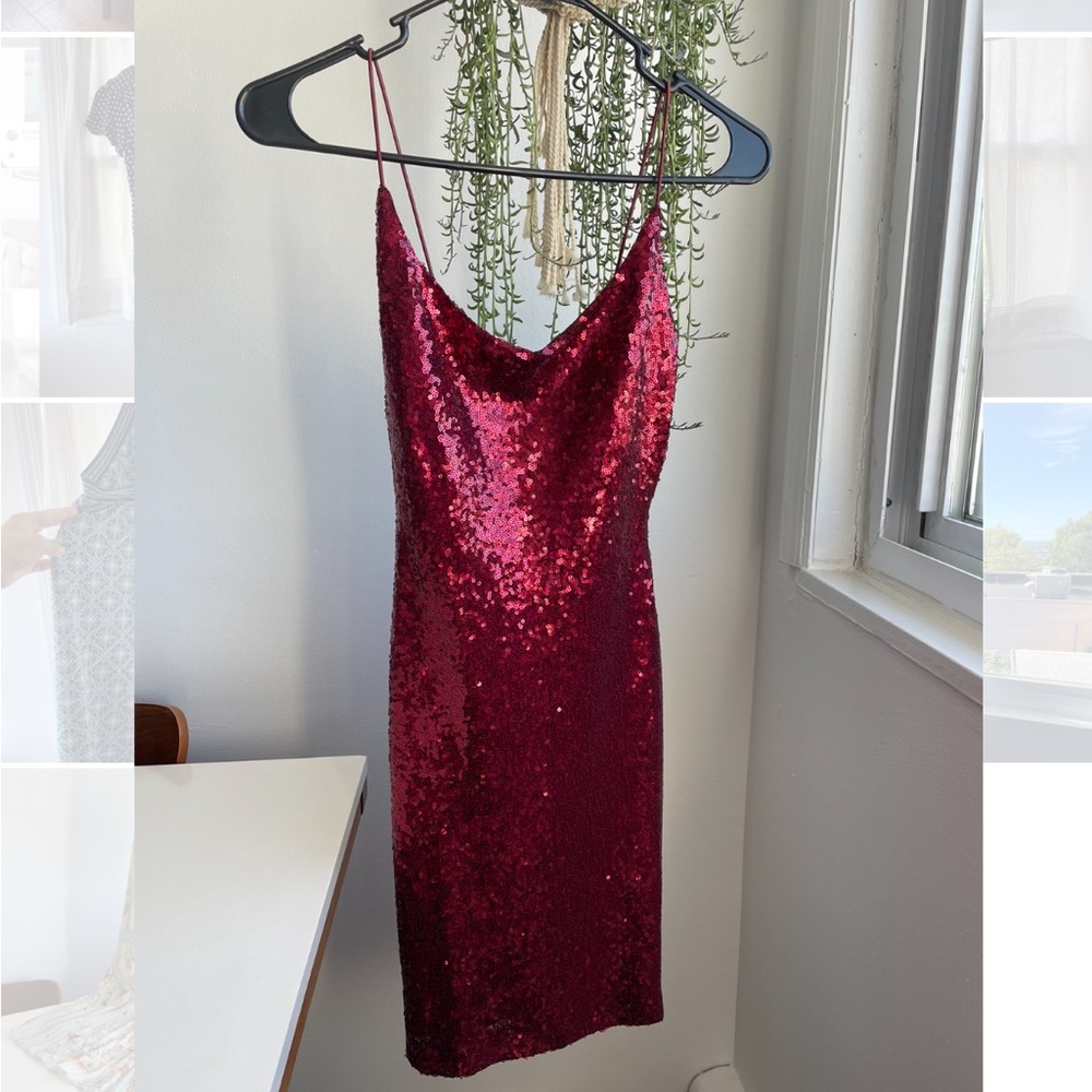 Red Sequin Mini Dress